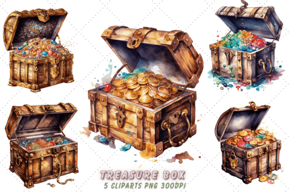 Download Treasure Box Vintage Watercolor Clipart - Watercolor Collection