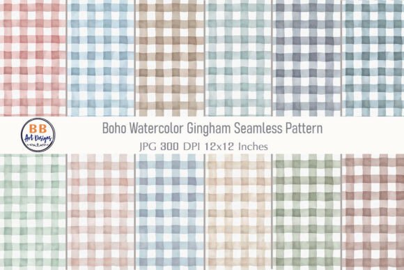 Download Boho Watercolor Gingham Pattern Paper - Watercolor Collection
