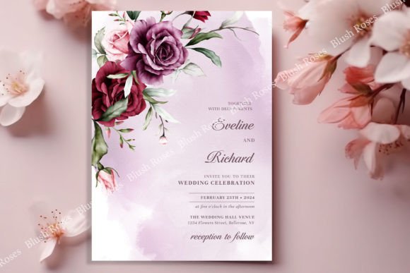Download Boho Watercolor Red Maroon Roses Invite - Watercolor Collection