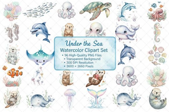 Download Under the Sea Watercolor ClipArt Set - Watercolor Collection