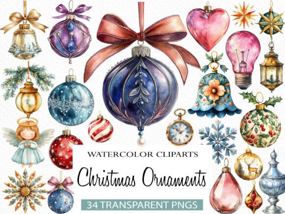Download Vintage Christmas Ornaments Clipart - Christmas ornaments Collection