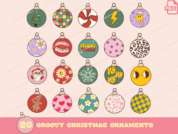 Download Retro Groovy Christmas Ornaments - Premium Resources