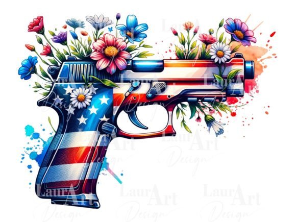 Download Floral Gun Patriotic - Gun Collection