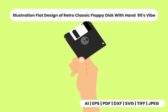 Download Retro Classic Floppy Disk with Hand  90s - Classic Collection