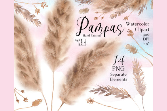 Download Fluffy Pampas Grass Clipart Watercolor - Watercolor Collection
