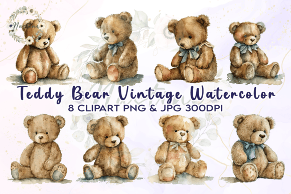 Download Teddy Bear Vintage Watercolor Clipart - Watercolor Collection