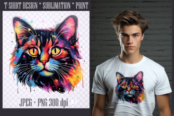 Download Bright Watercolor Black Cat,transparent - Watercolor Collection