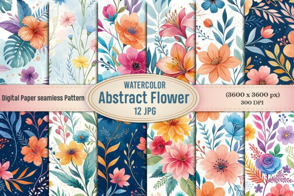 Download Bright Watercolor Floral Digital Paper - Watercolor Collection