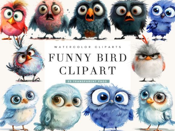 Download Watercolor Funny Bird Clipart Bundle - Watercolor Collection