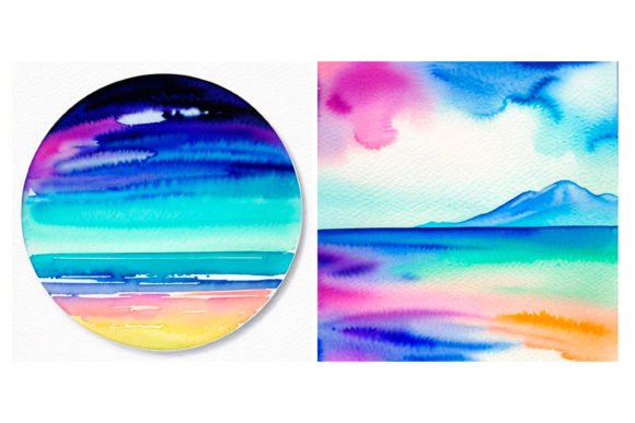 Download 2 Watercolor Painting Landscape - Watercolor Collection