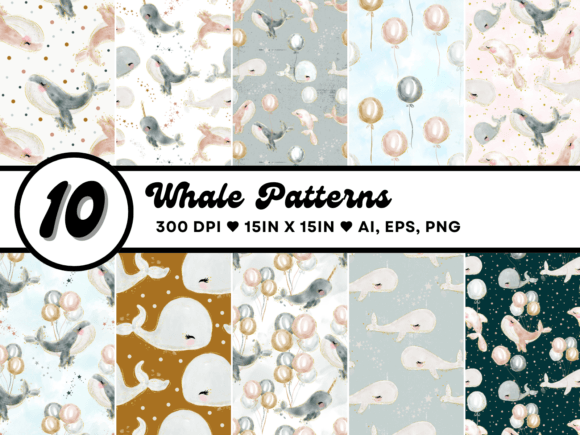 Download Watercolor Whale Patterns - Watercolor Collection