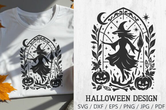 Download Halloween Witch Stained Glass SVG - Witch Collection