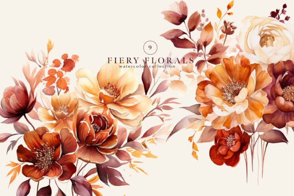Download Watercolor Rusty Fall Flowers Bouquets - Watercolor Collection