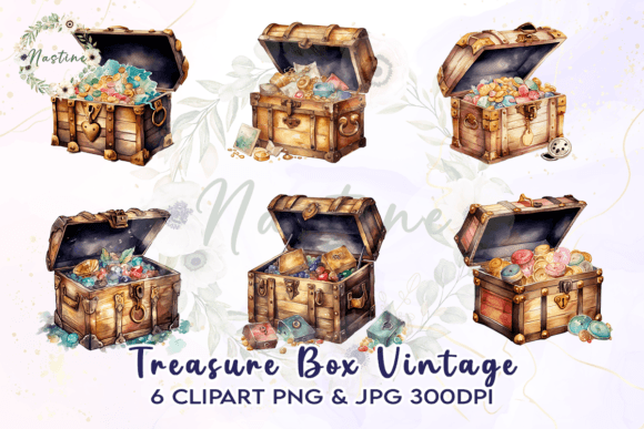 Download Treasure Box Vintage Watercolor Clipart - Watercolor Collection