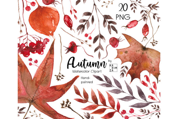 Download WATERCOLOR Fall Clipart, Fall Greenery - Watercolor Collection