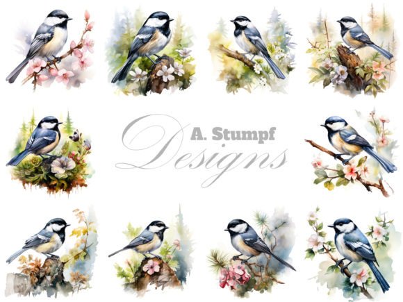 Download Coal Tit Bird Clipart Watercolor Set - Watercolor Collection