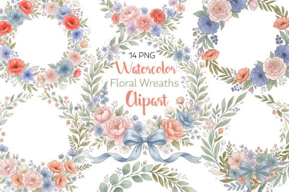 Download Watercolor Floral Wreaths Clipart Set - Watercolor Collection