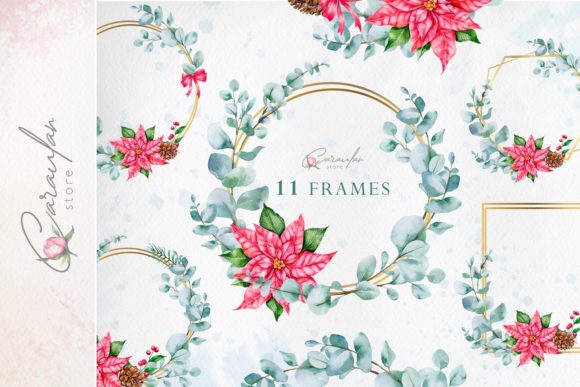 Download Christmas Frame Watercolor, Eucalyptus - Watercolor Collection