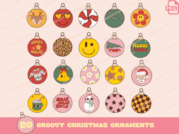 Download 20 Groovy Retro Christmas Ornaments - Premium Resources