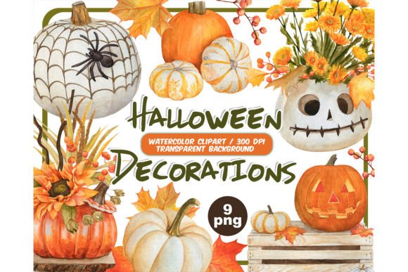 Download Watercolor Halloween Decorations Clipart - Watercolor Collection