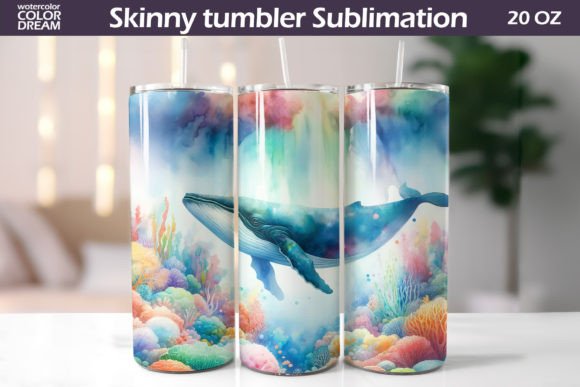 Download Watercolor Whale Tumbler Wrap - Watercolor Collection